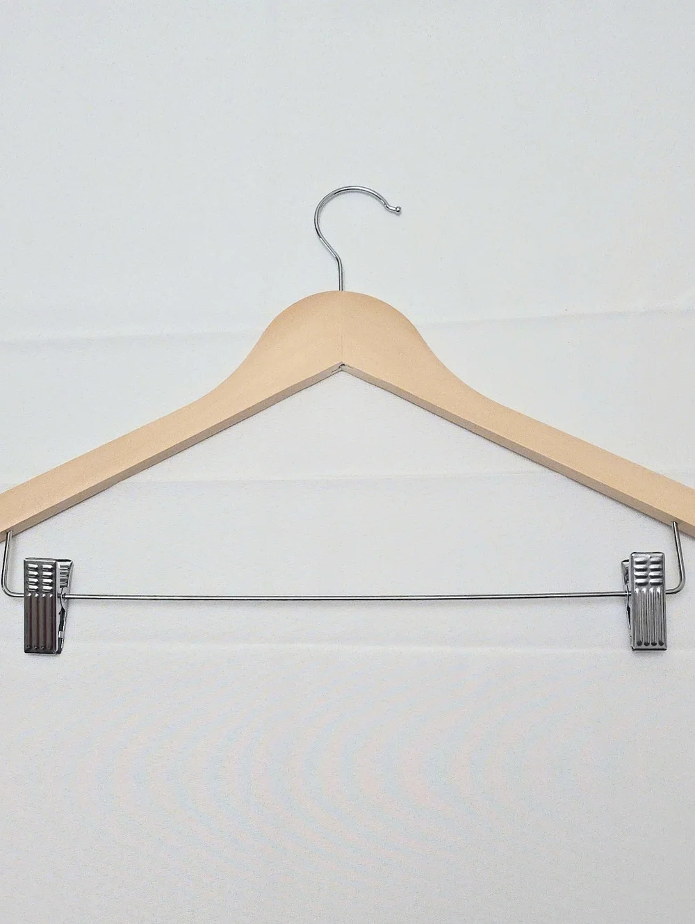 Wooden Hanger with Adjustable Metal Clips and Swivel Head - Reseller Essential